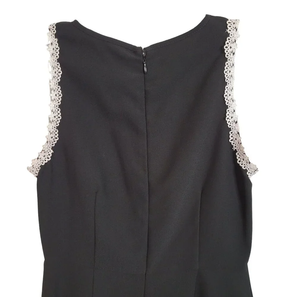 Nanette Lepore Sz 4 Dress Sleeveless Lace Trim Cascading Front Ruffle Flared Hem - Picture 7 of 11